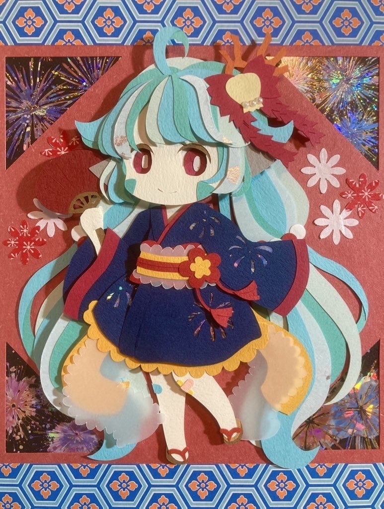 【原画】花火大会 AA72 切り絵