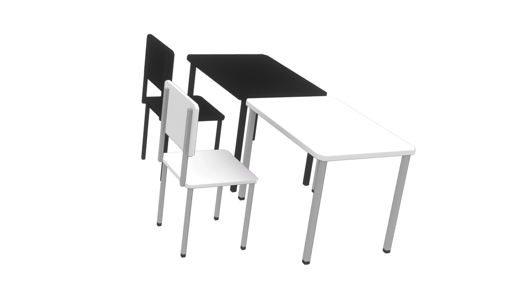【3Dモデル】机・椅子セット ボーンで椅子稼働可能