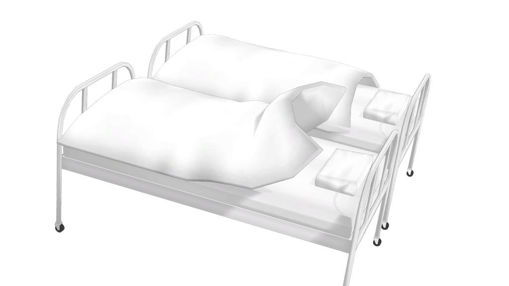 【3Dモデル】ベッド　病室　ボーン入り