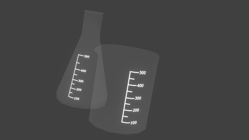 【3Dモデル】ビーカー・三角フラスコ