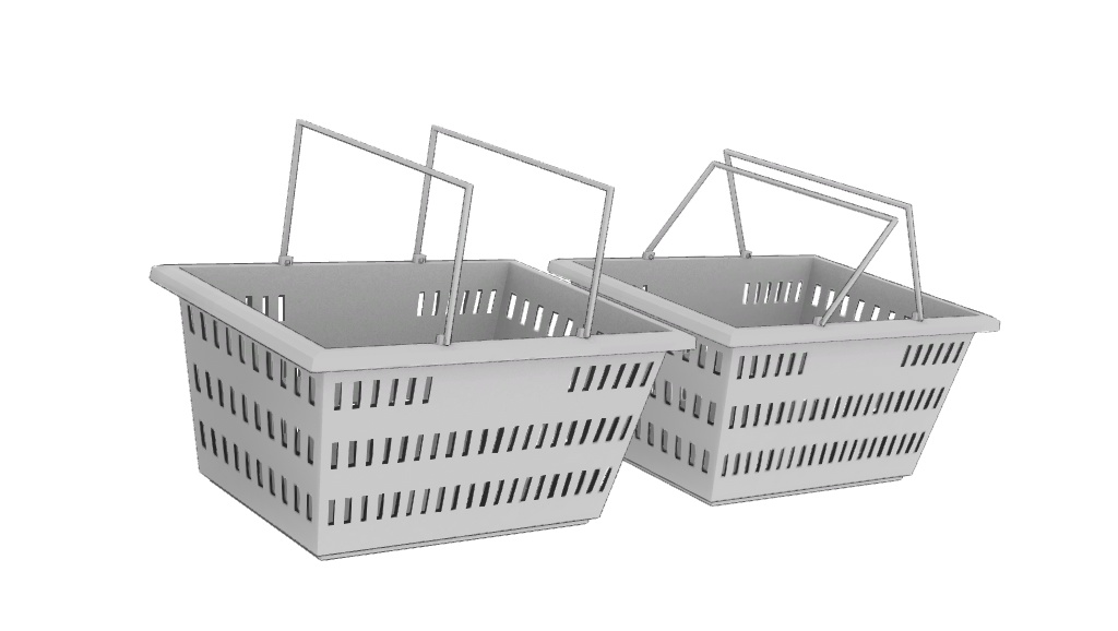 【3Dモデル】スーパーのカゴ　買い物かご　ボーンによる取っ手稼働可能