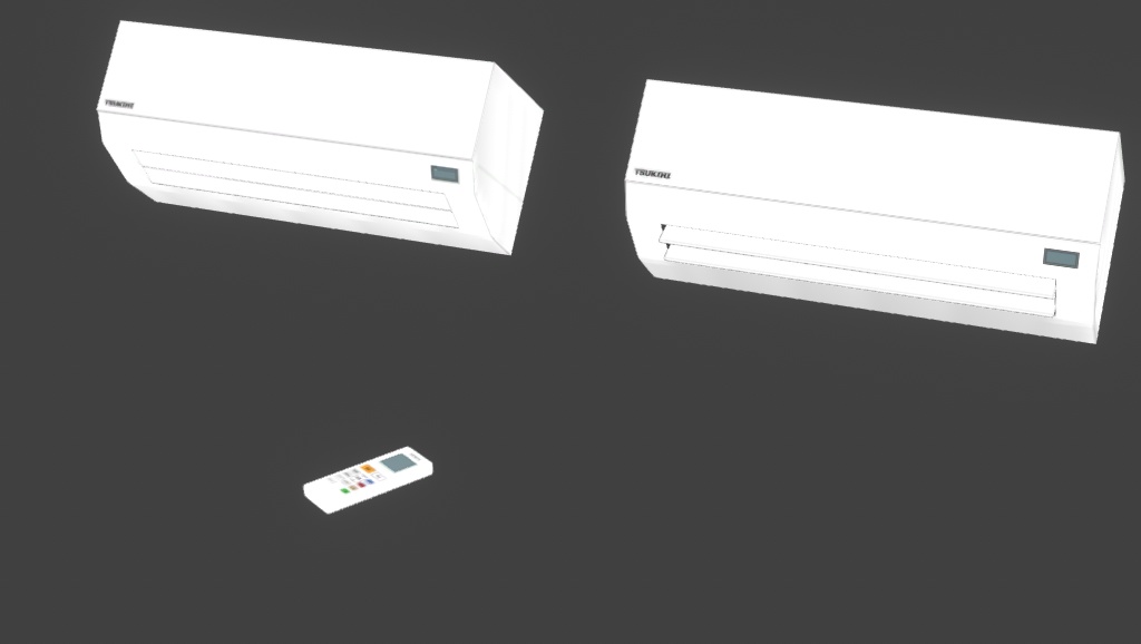 【3Dモデル】エアコン　リモコン付き　ルーバー可動可能
