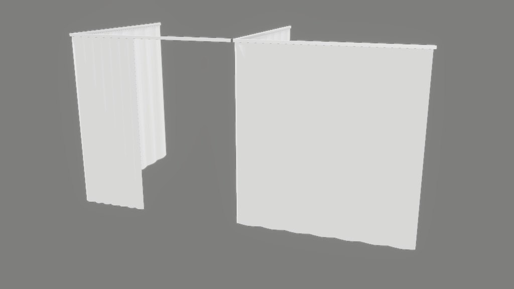 【3Dモデル】ベッドの仕切りカーテン　病室等　シェイプキーで稼働可能