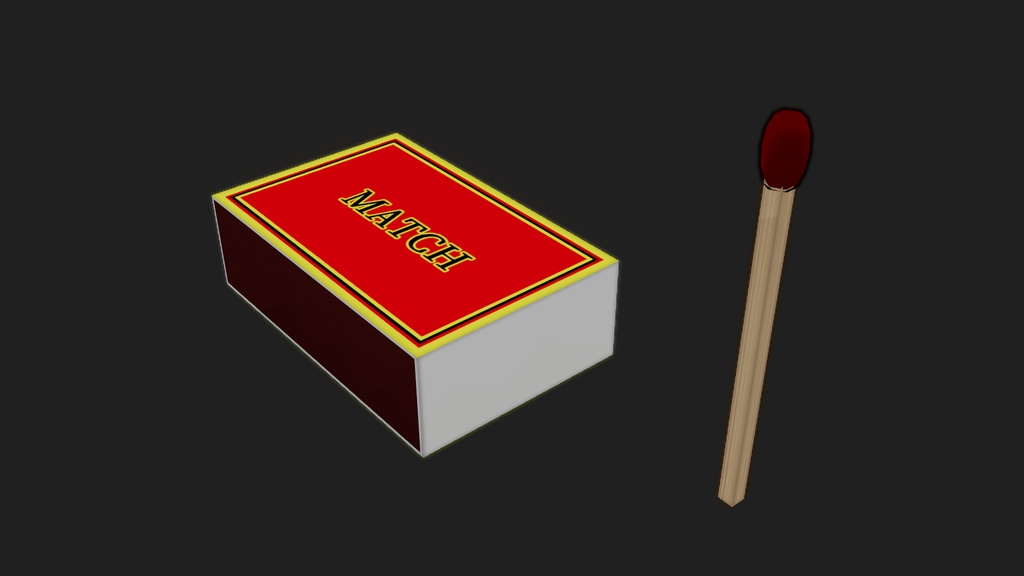 【3Dモデル】マッチ棒　マッチ箱