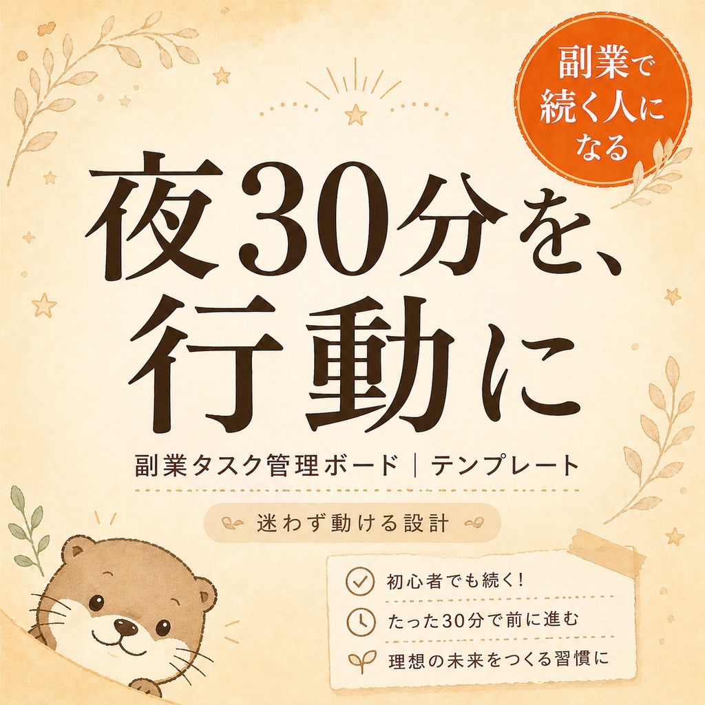副業の夜30分を「やることリスト」から「行動の時間」に変える Notion テンプレ