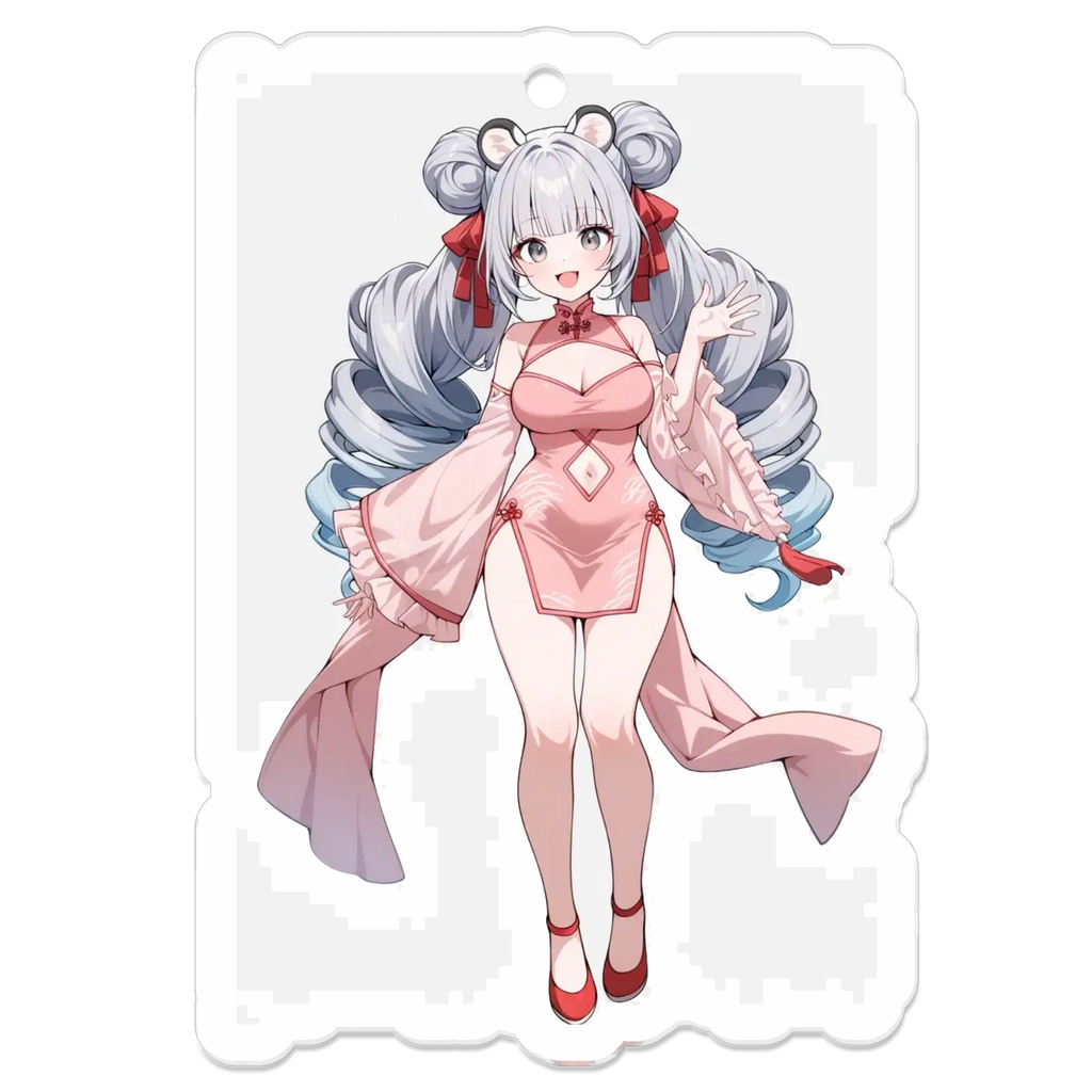 ニーハオ！桃色チャイナアクリルキーホルダー