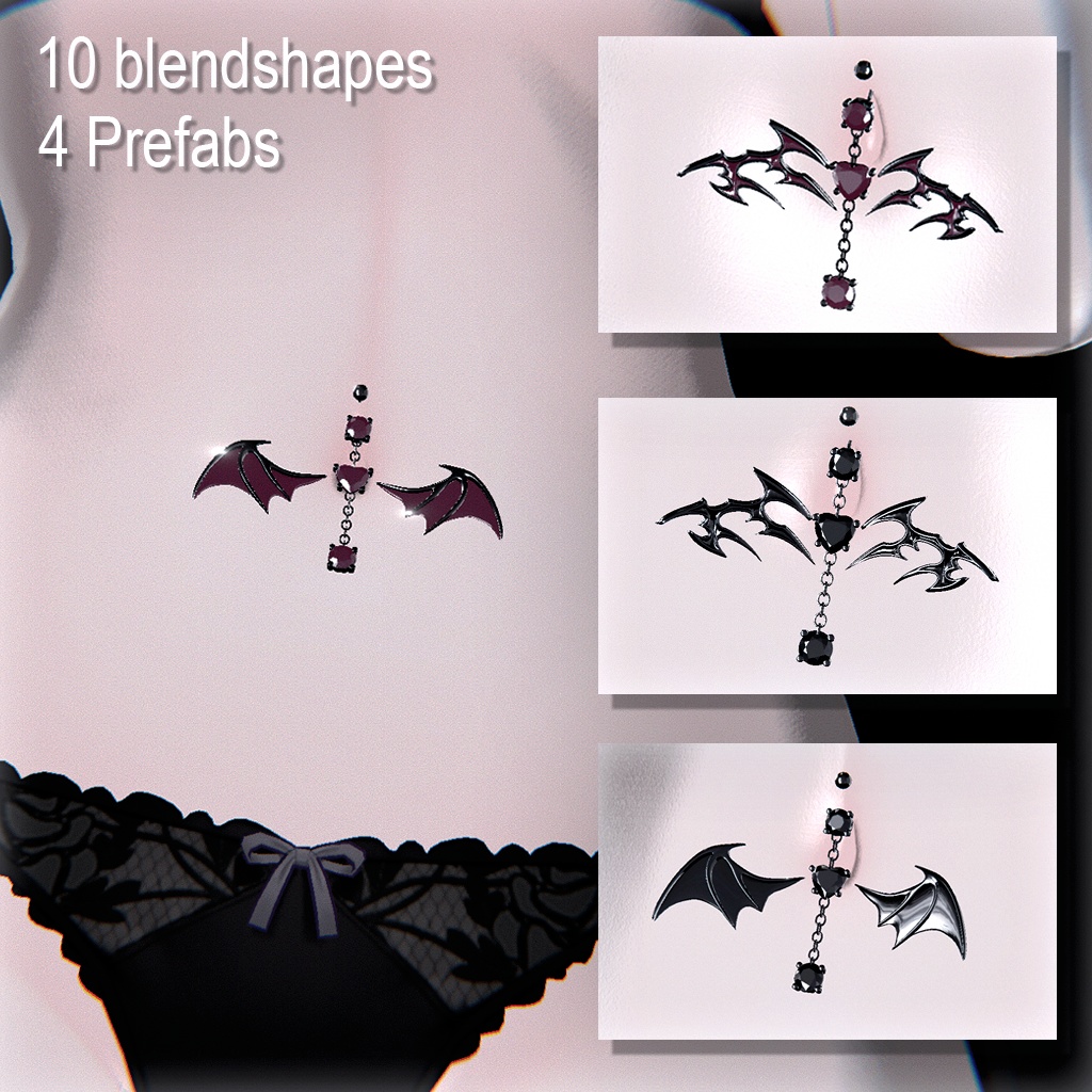 「複数アバター対応」 Sweet Devil Navel Piercing