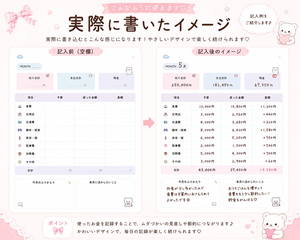 【PDF】ゆるかわ家計管理シート10種セット|A4・A5対応|印刷OK|家計簿テンプレート