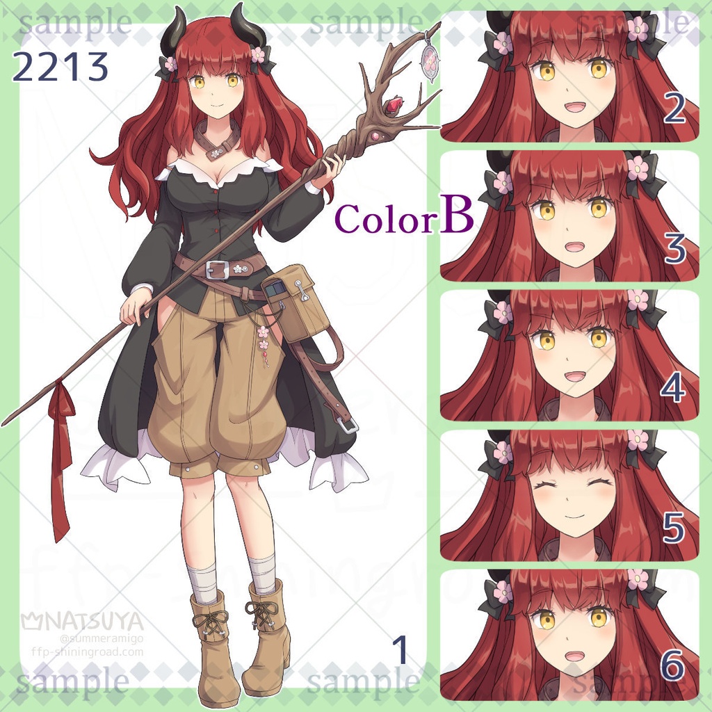 【立ち絵】2213 colorA/B【表情6種】イメージ:女性、冒険者、獣人、竜