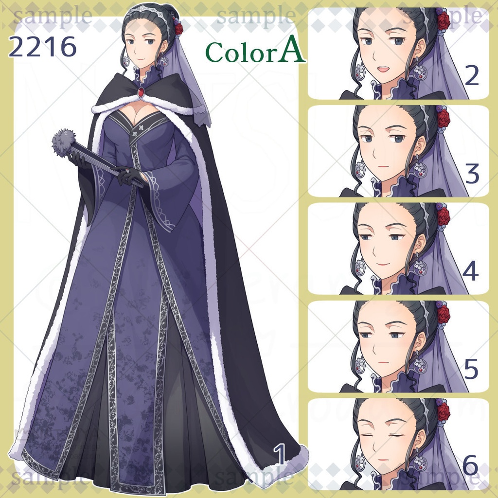【立ち絵】2216 colorA/B【表情6種】イメージ:女性、中年、女王、王妃