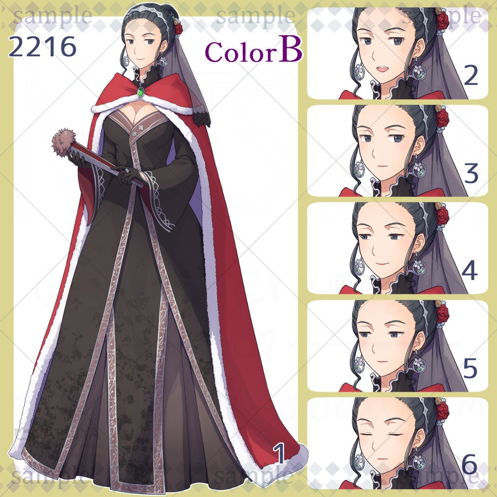 【立ち絵】2216 colorA/B【表情6種】イメージ:女性、中年、女王、王妃