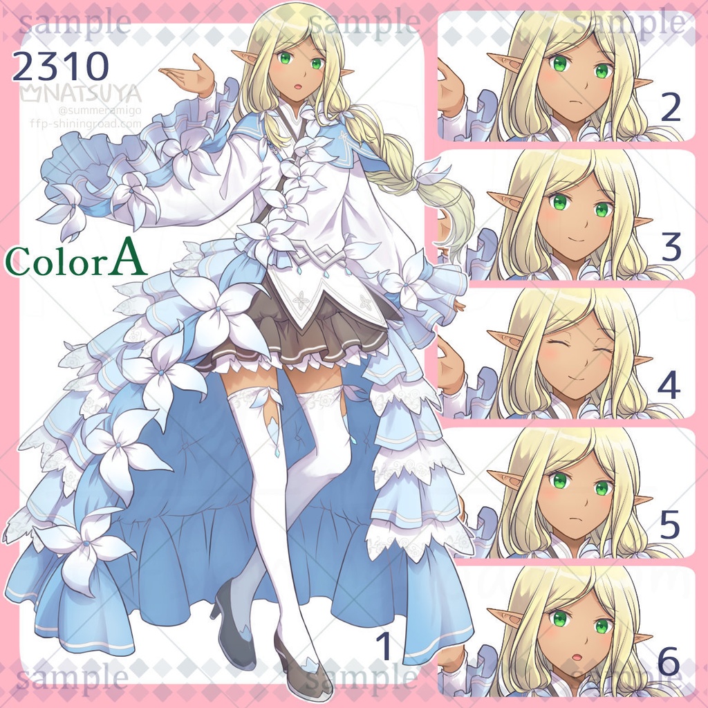【立ち絵】2310 colorA/B【表情6種】イメージ:女性、エルフ、魔法使い、王女