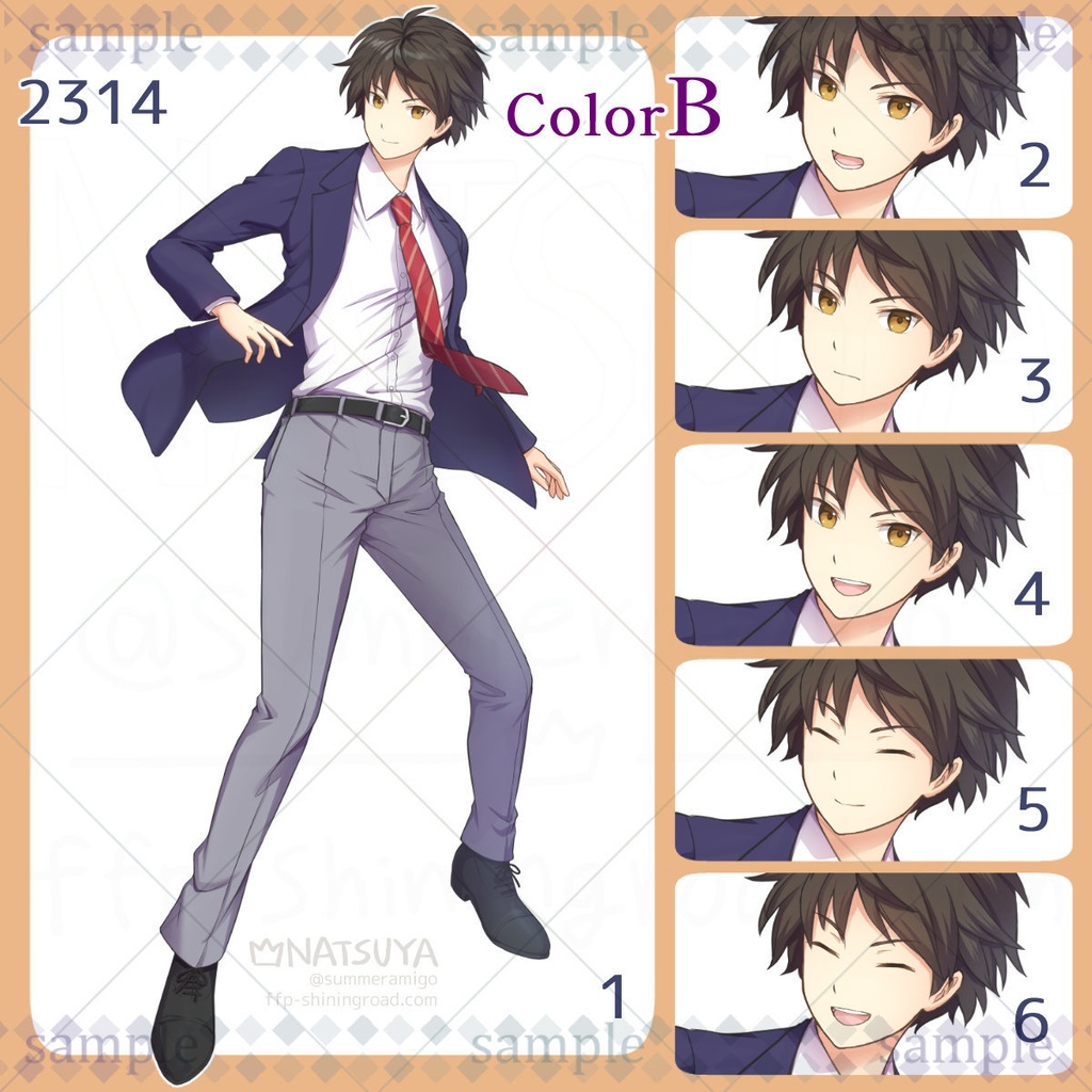 【立ち絵】2314 colorA/B【表情6種】イメージ:青年、高校生、スーツ、ブレザー