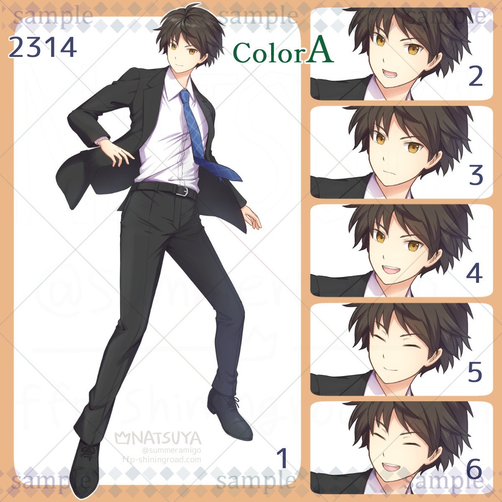 【立ち絵】2314 colorA/B【表情6種】イメージ:青年、高校生、スーツ、ブレザー