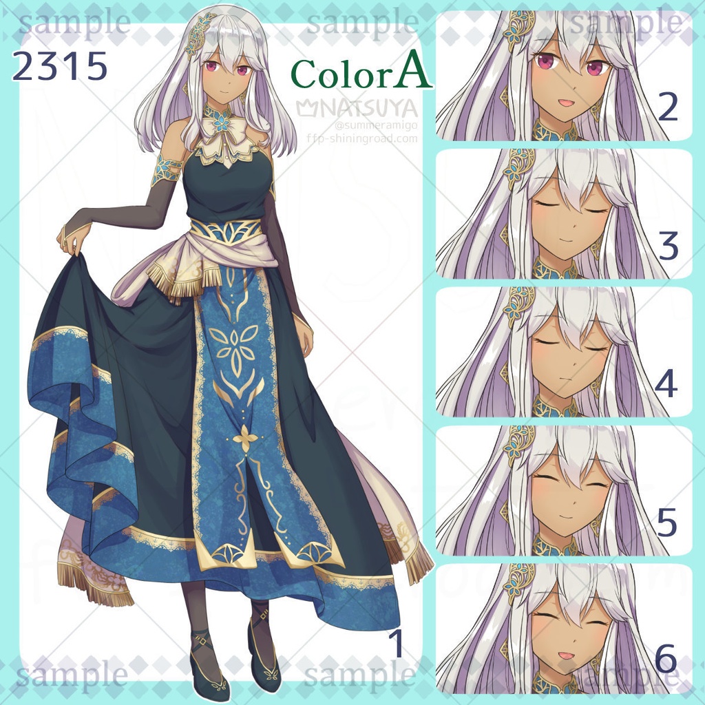 【立ち絵】2315 colorA/B【表情6種】イメージ:女性、ファンタジー、お嬢様、王女