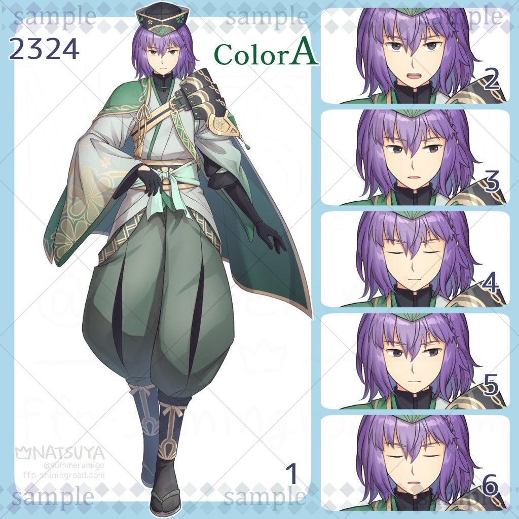 【立ち絵】2324 colorA/B【表情6種】イメージ:男性、青年、侍、剣客