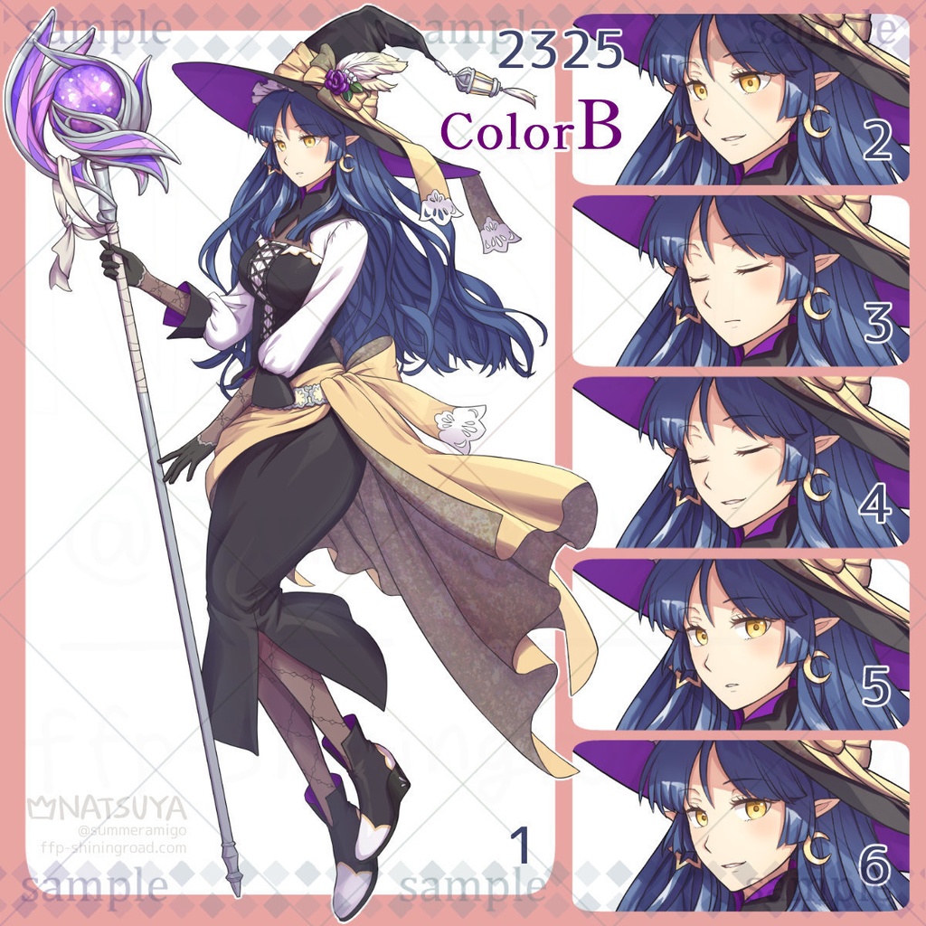 【立ち絵】2325 colorA/B【表情6種】イメージ:女性、エルフ、魔女、魔法使い