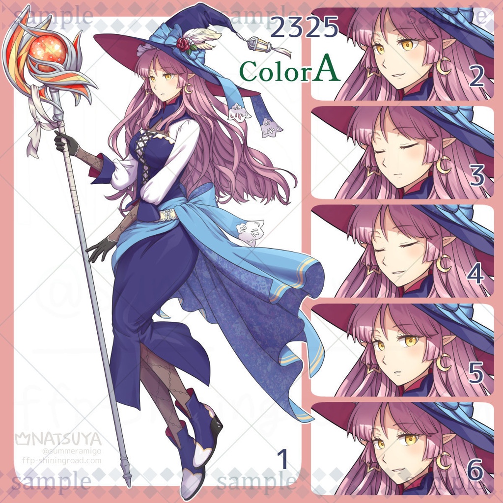 【立ち絵】2325 colorA/B【表情6種】イメージ:女性、エルフ、魔女、魔法使い