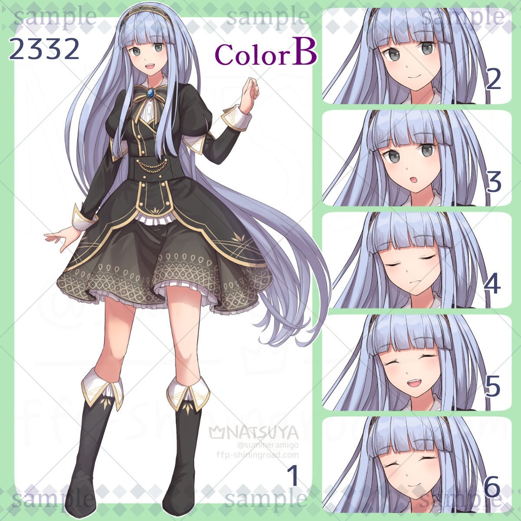 【立ち絵】2332 colorA/B【表情6種】イメージ:女性、学生、魔法使い、お嬢様