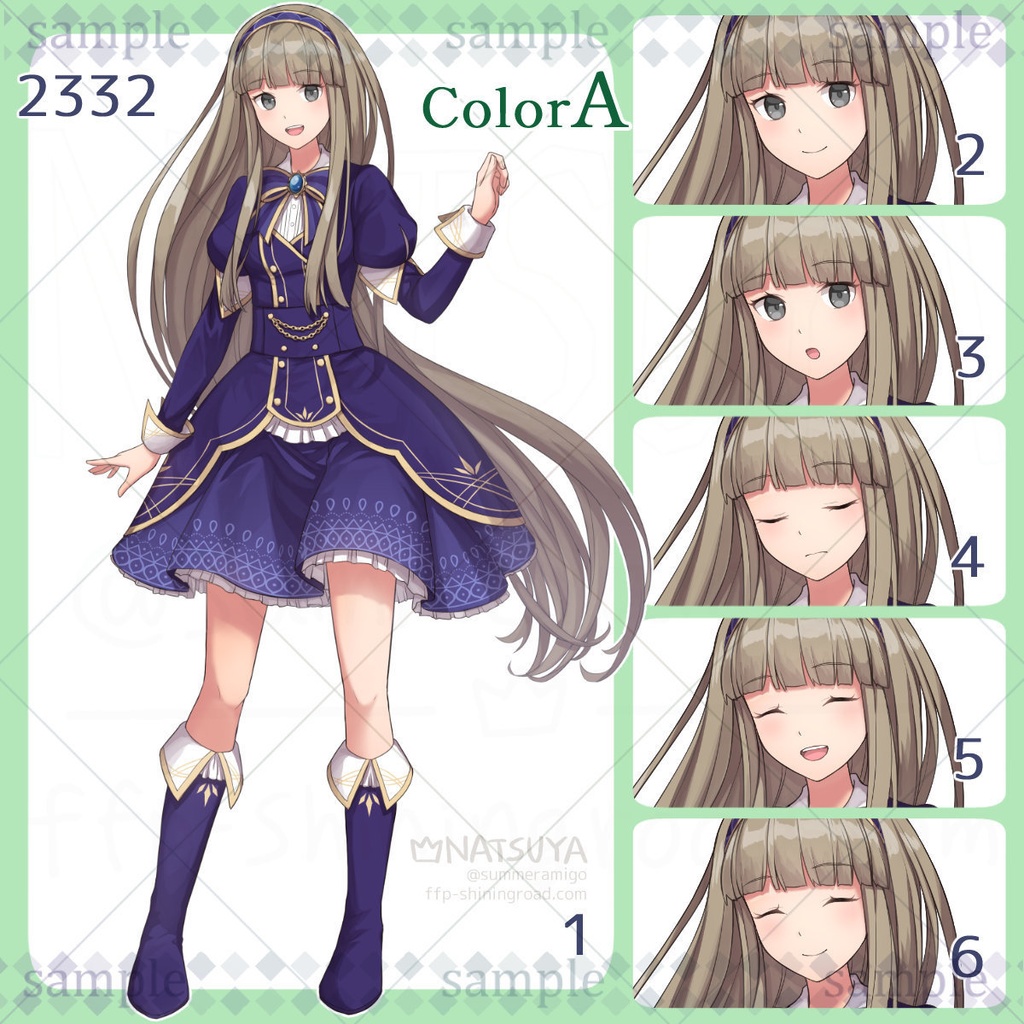 【立ち絵】2332 colorA/B【表情6種】イメージ:女性、学生、魔法使い、お嬢様