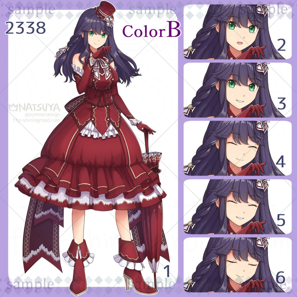 【立ち絵】2338 colorA/B【表情6種】イメージ:女性、お嬢様、貴族、探偵