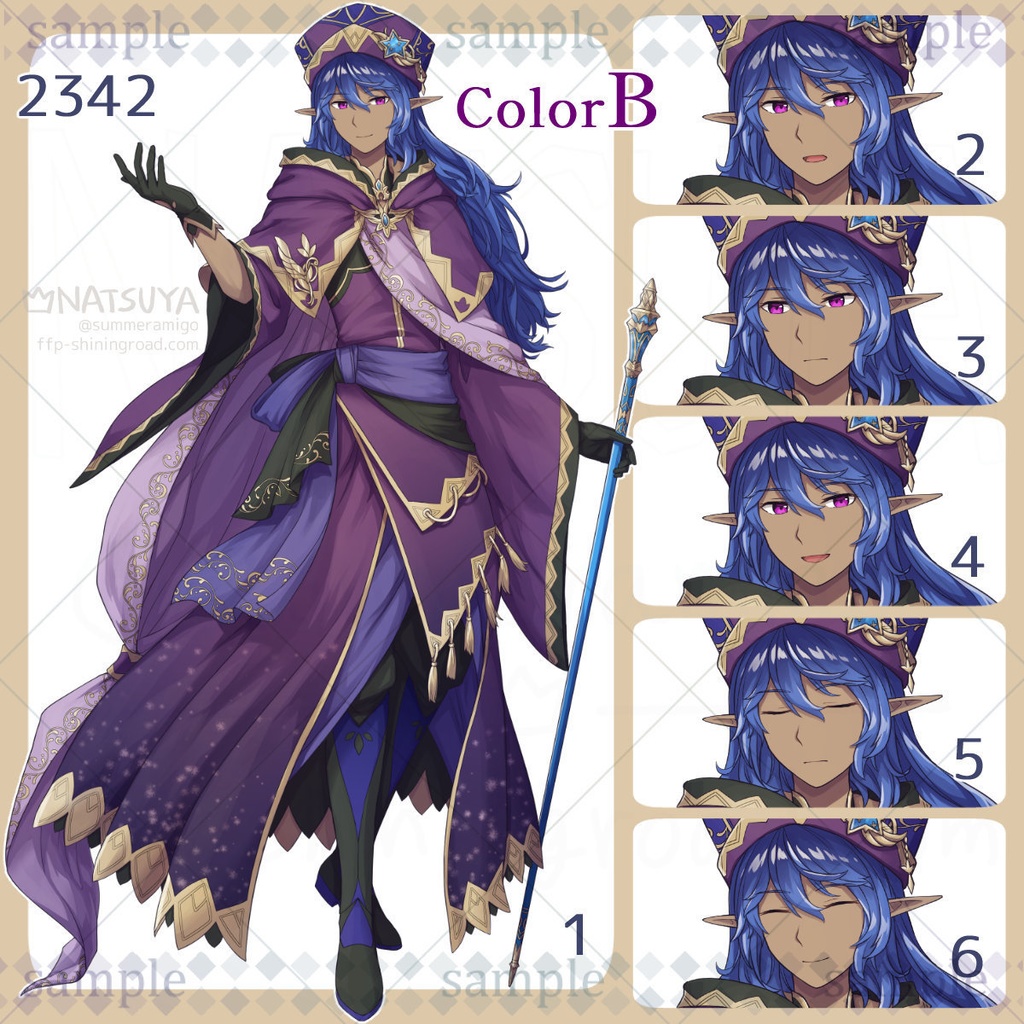 【立ち絵】2342 colorA/B【表情6種】イメージ:男性、エルフ、魔法使い、召喚士