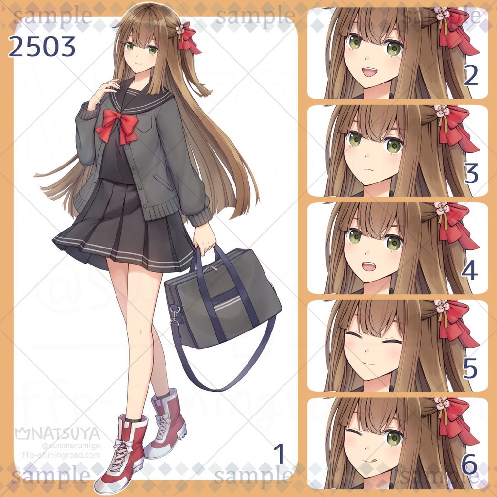 【立ち絵】2503【表情6種】イメージ：女の子、学生、高校生、現代
