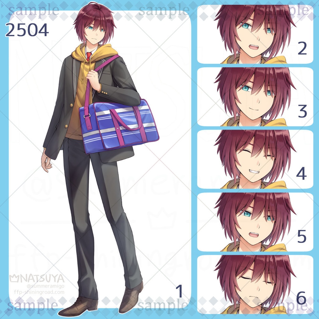 【立ち絵】2504【表情6種】イメージ：男の子、学生、高校生、現代