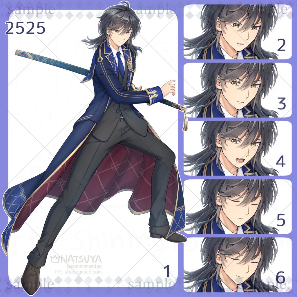 【立ち絵】2525【表情6種】イメージ：男性、現代、剣士、能力者