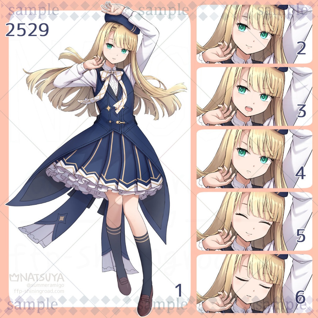 【立ち絵】2529【表情6種】イメージ:女の子、学生、能力者、令嬢