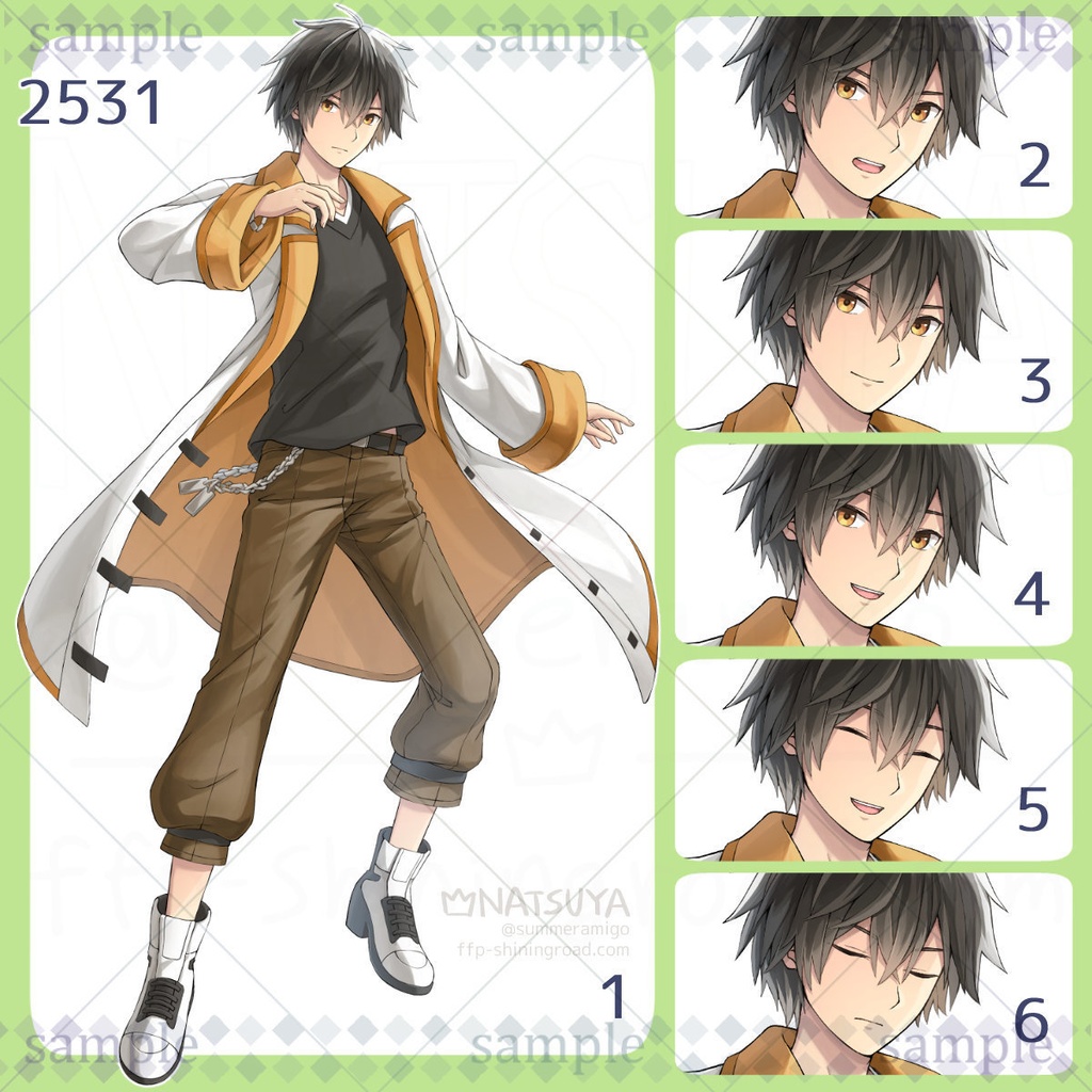 【立ち絵】2531【表情6種】イメージ:男性、現代、学生、カジュアル