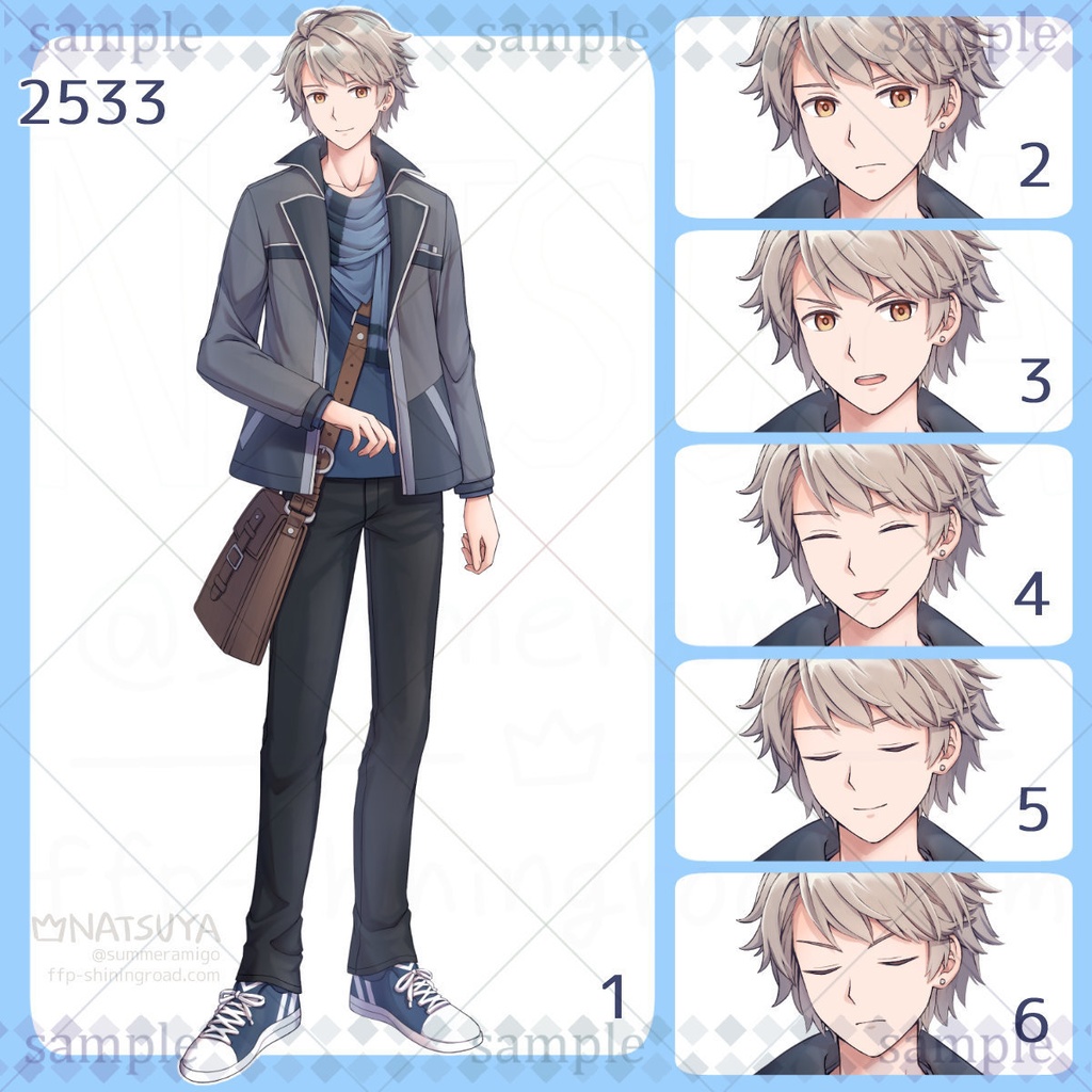 【立ち絵】2533【表情6種】イメージ：男性、青年、現代、学生