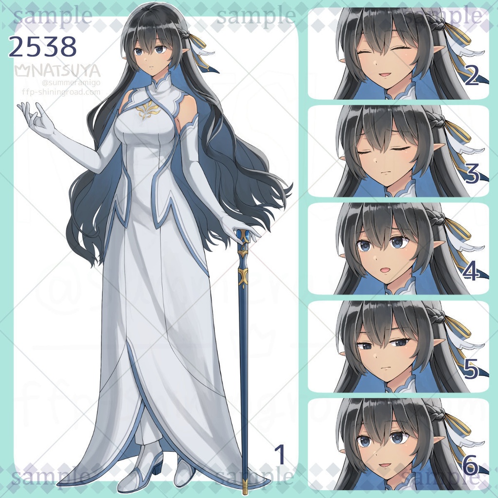 【立ち絵】2538【表情6種】イメージ:女性、エルフ、神官、魔女