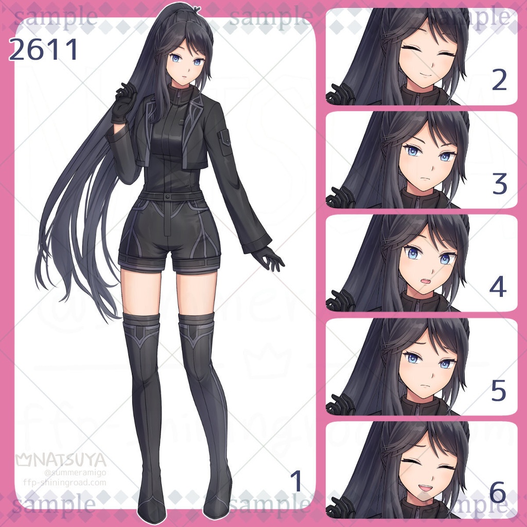 【立ち絵】2611【表情6種】イメージ:女性、暗殺者、諜報員、兵士