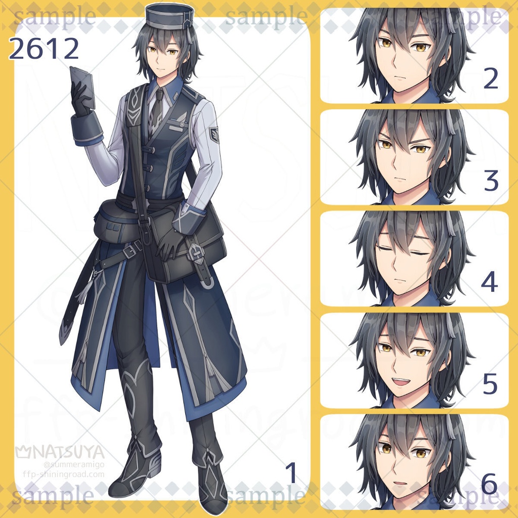 【立ち絵】2612【表情6種】イメージ:男性、配達員、駅員、案内人