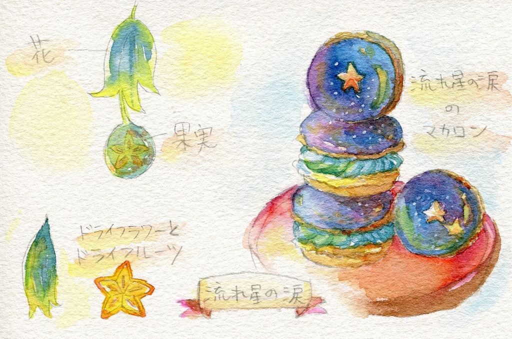 【原画】流れ星の涙のマカロン