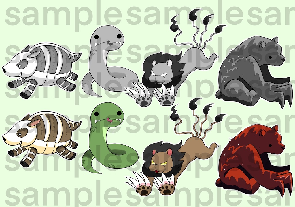 【フリー素材】ゆるい角牙の獸セット【獸ノ森】