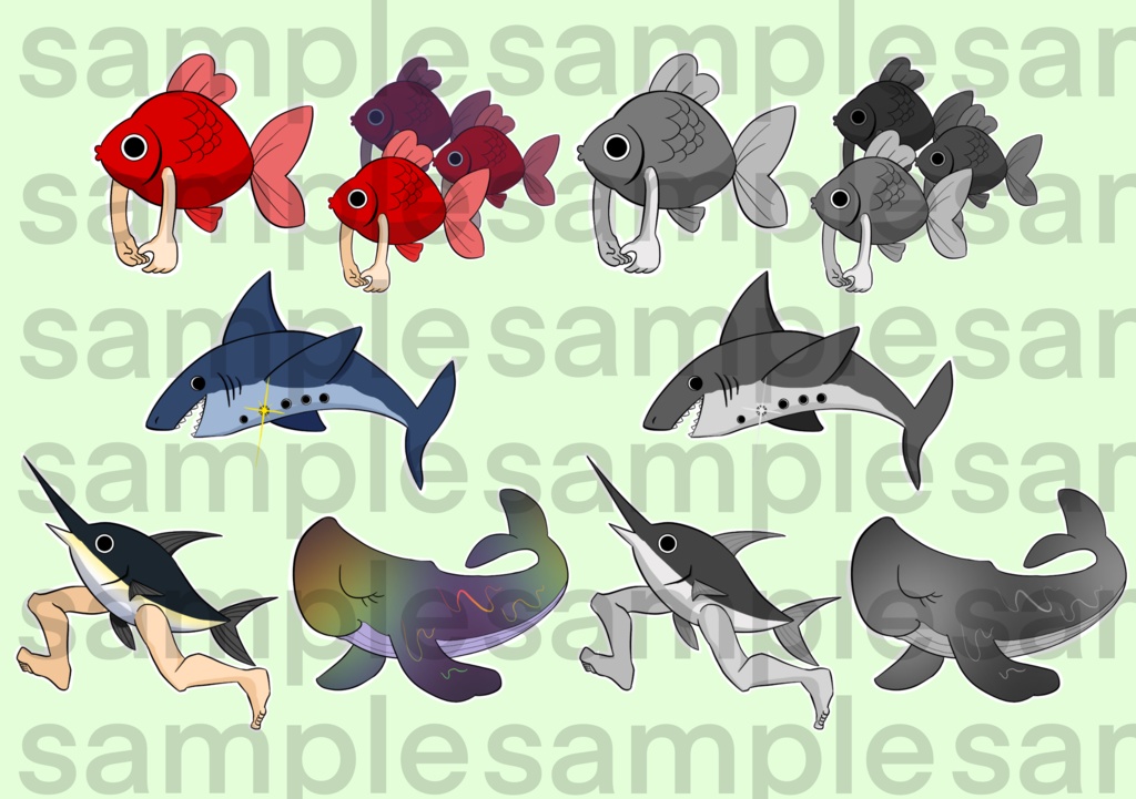 【フリー素材】ゆるい鉄鱗の獸セット【獸ノ森】