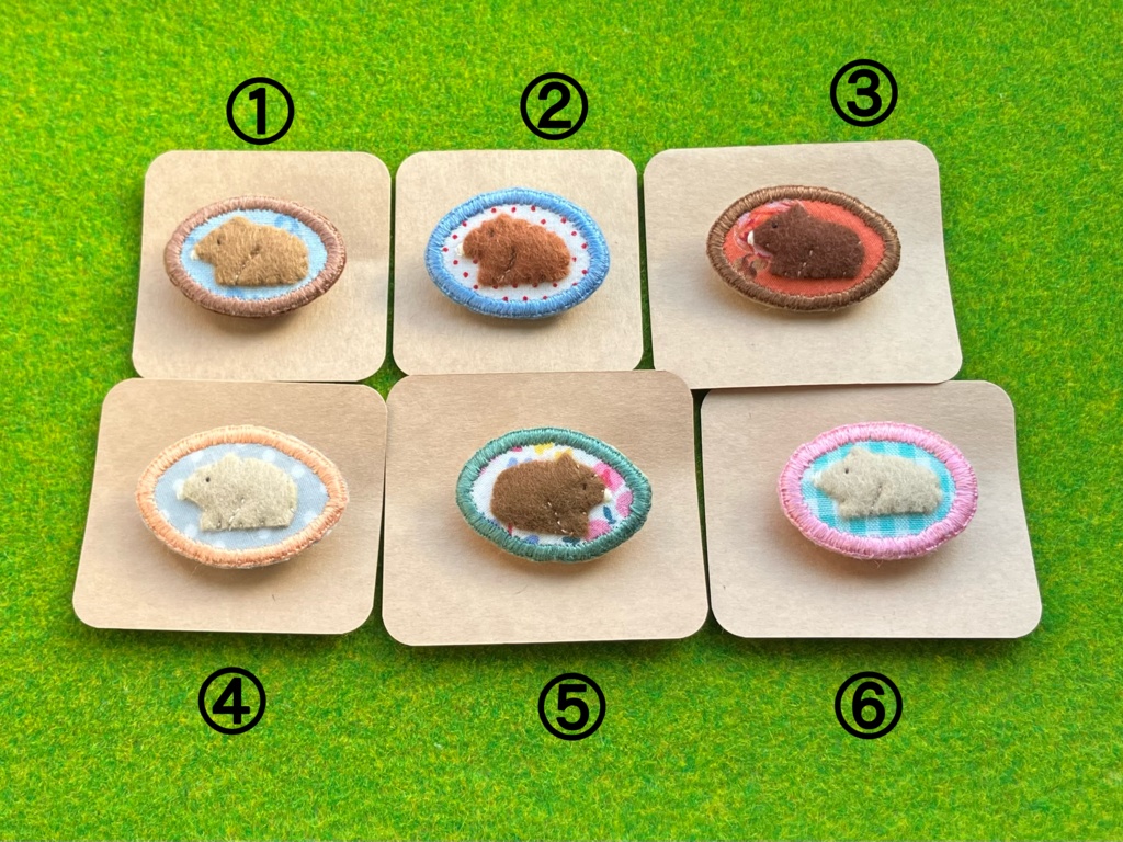 ウォンバット【ブローチ】楕円型