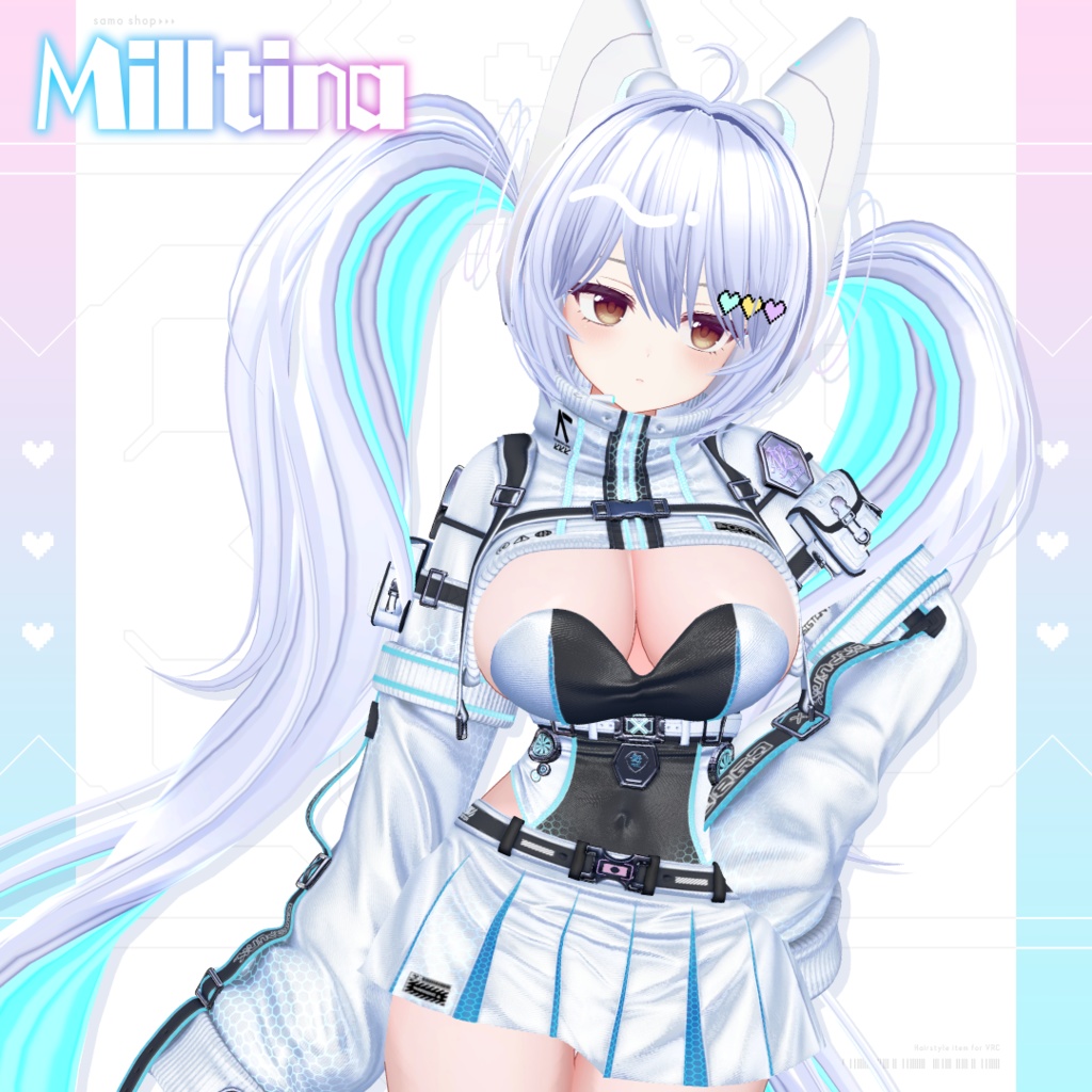 【7アバター対応】ハートビートツインテール【VRC想定】