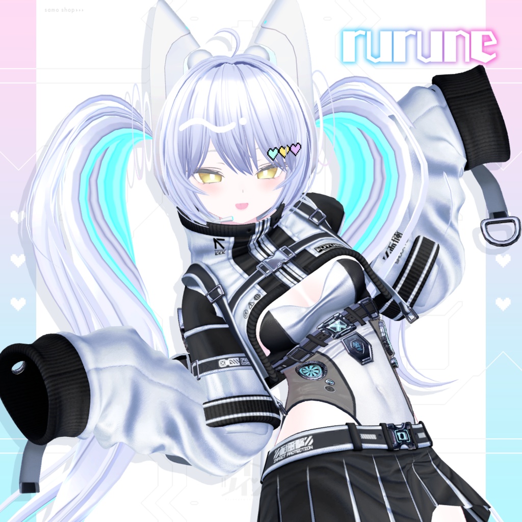 【7アバター対応】ハートビートツインテール【VRC想定】