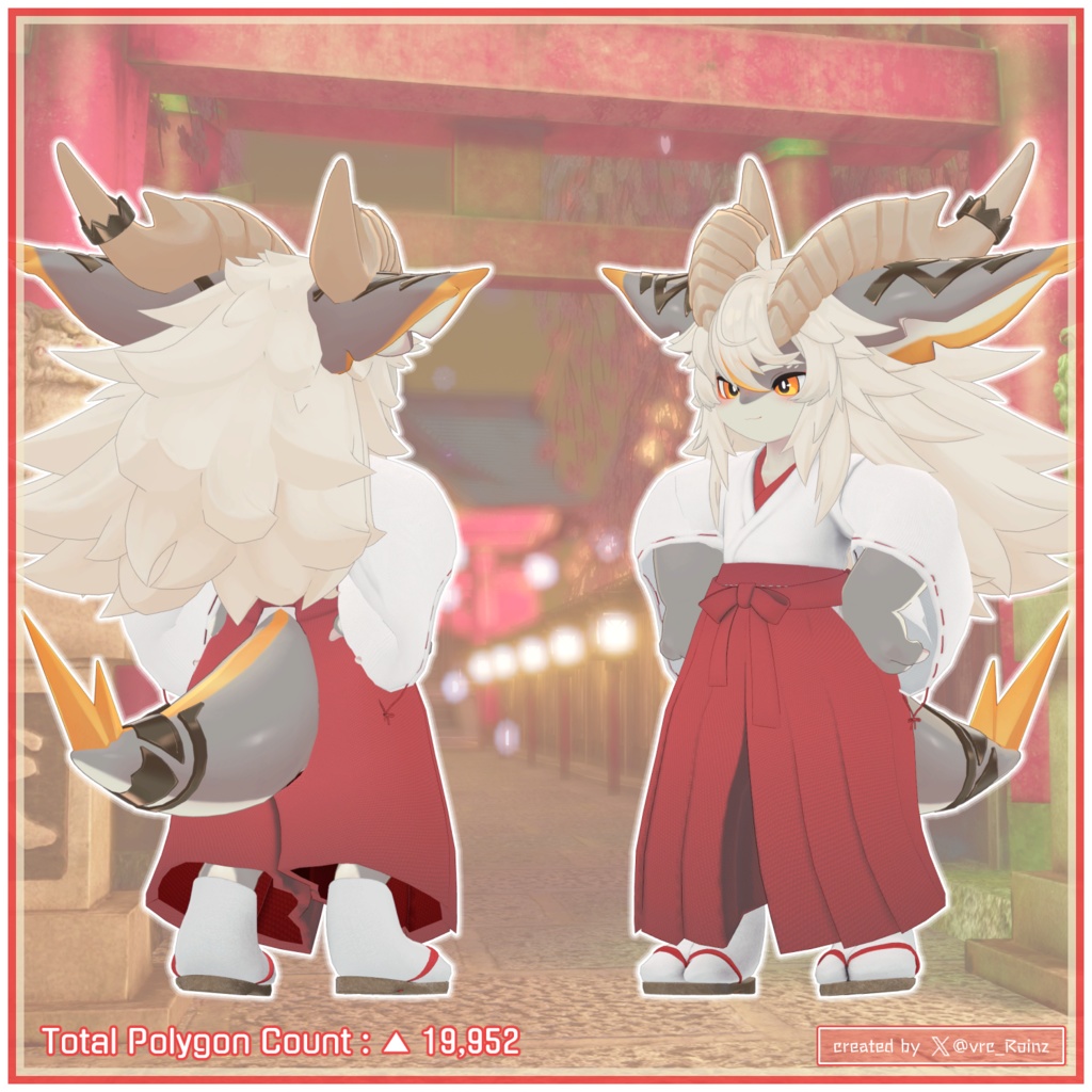 【対応衣装】 巫女服 + 御幣 (Mikofuku Set + Gohei)