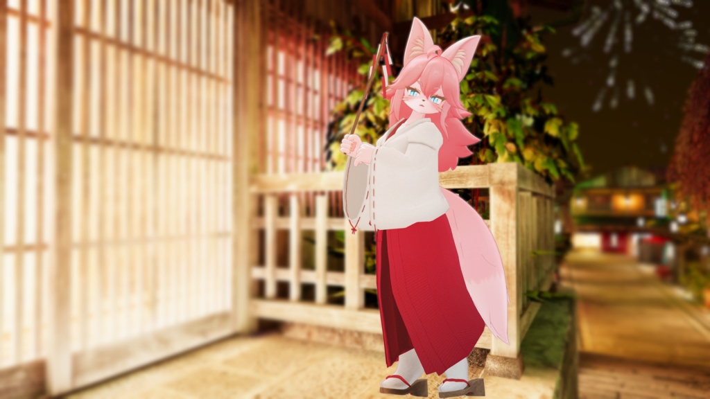 【対応衣装】 巫女服 + 御幣 (Mikofuku Set + Gohei)