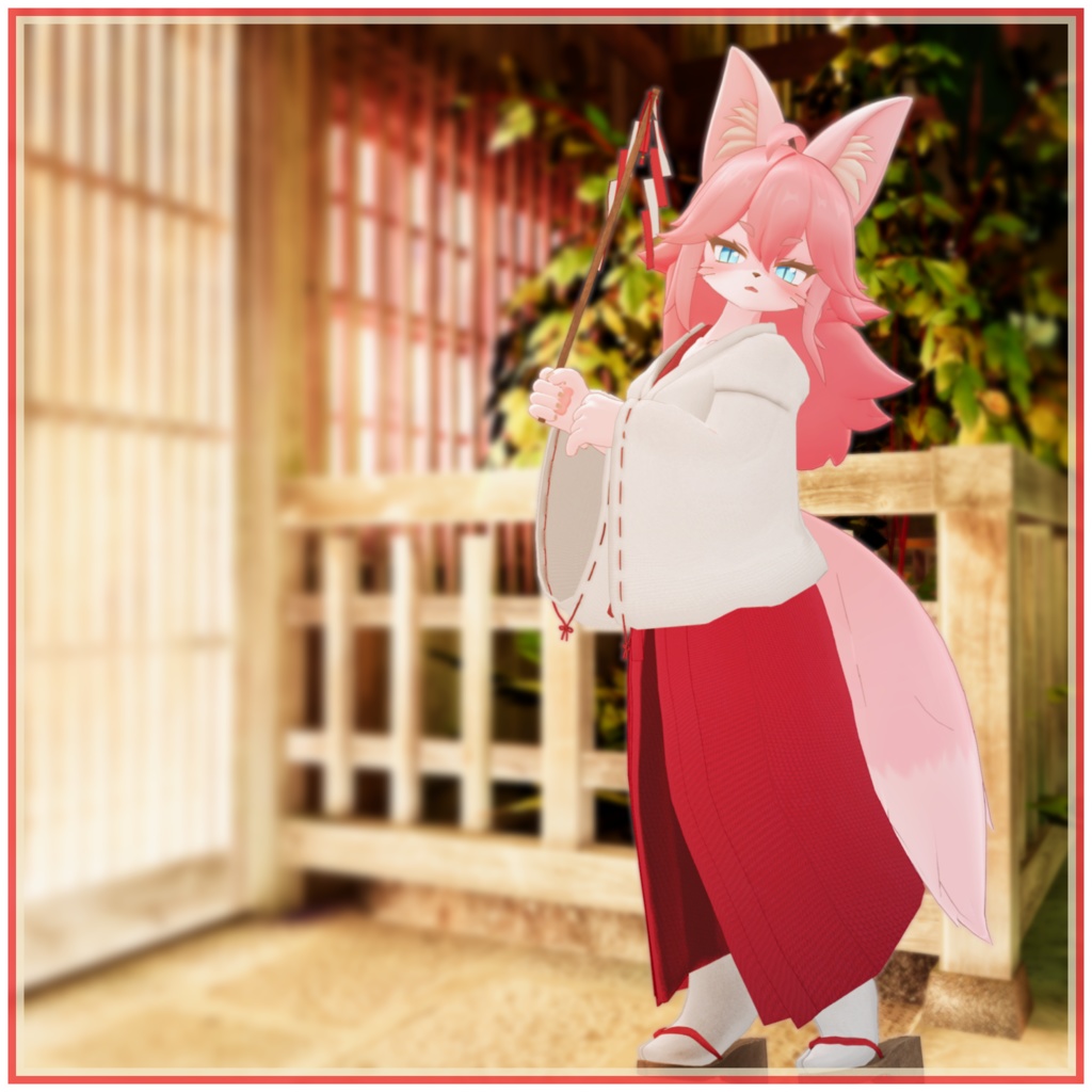 【対応衣装】 巫女服 + 御幣 (Mikofuku Set + Gohei)