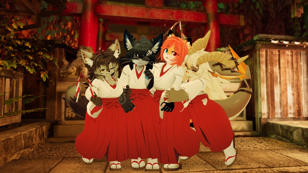 【対応衣装】 巫女服 + 御幣 (Mikofuku Set + Gohei)