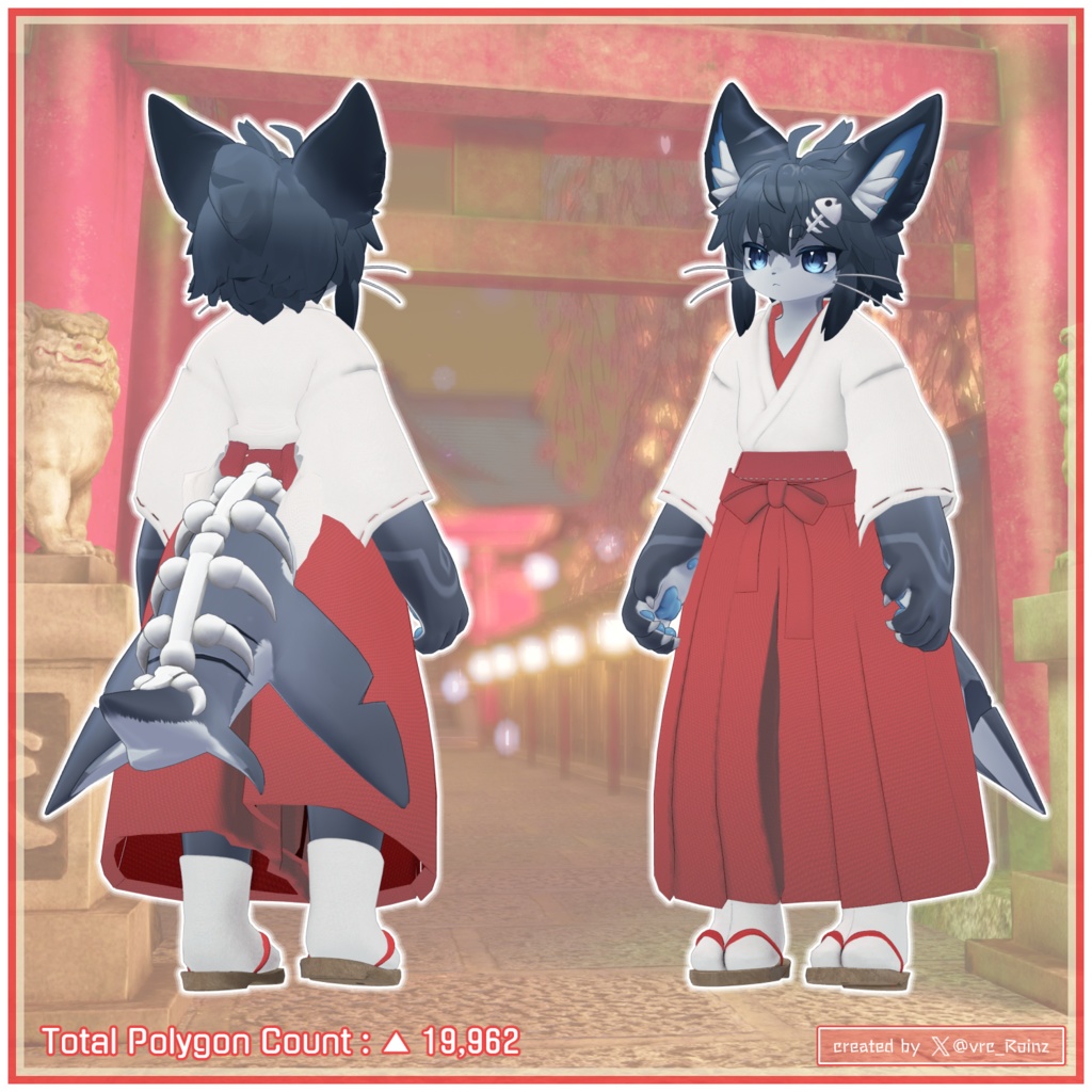 【対応衣装】 巫女服 + 御幣 (Mikofuku Set + Gohei)