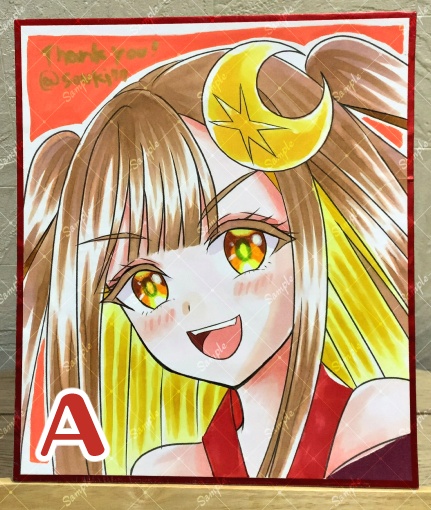 【各1点限定】色紙 コピック手彩色 中サイズ(B5の3分の2サイズ) かぐや(超かぐや姫!)/ 全4種