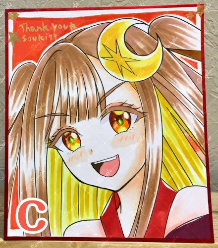 【各1点限定】色紙 コピック手彩色 中サイズ(B5の3分の2サイズ) かぐや(超かぐや姫!)/ 全4種