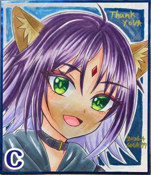 【各1点限定】色紙 コピック手彩色 中サイズ(B5の3分の2サイズ) 彩葉(VR)(超かぐや姫!)/ 全4種