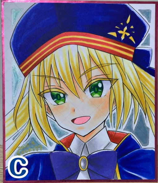 【各1点限定】色紙 コピック手彩色 中サイズ(B5の3分の2サイズ)アルトリア・キャスター( FGO)/ 全4種